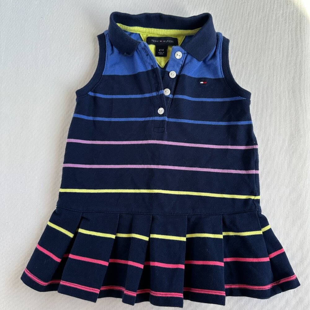 Tommy Hilfiger Baby Sleeveless Stretch Multi-Color Stripe Polo Dress Size 12M